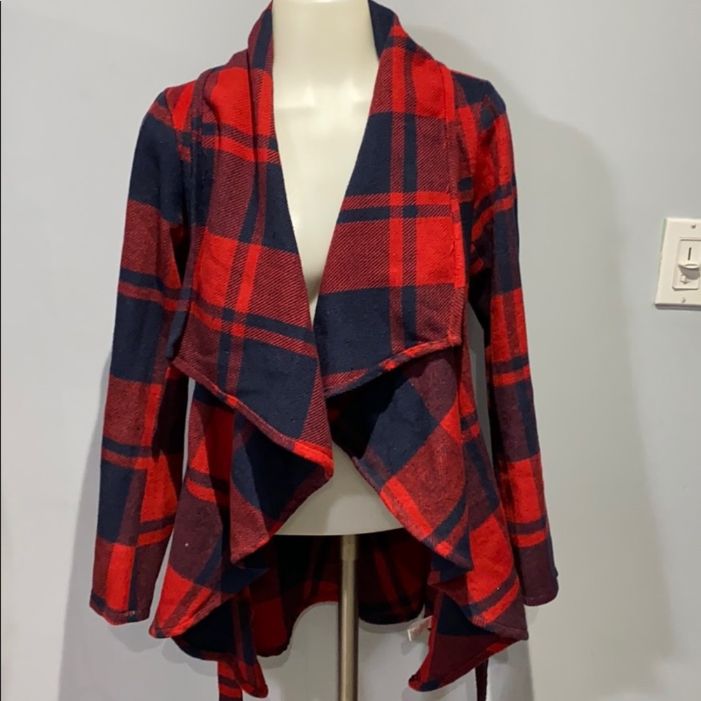 Gorgeous Red and Navy Plaid coat - Picture 4 of 5